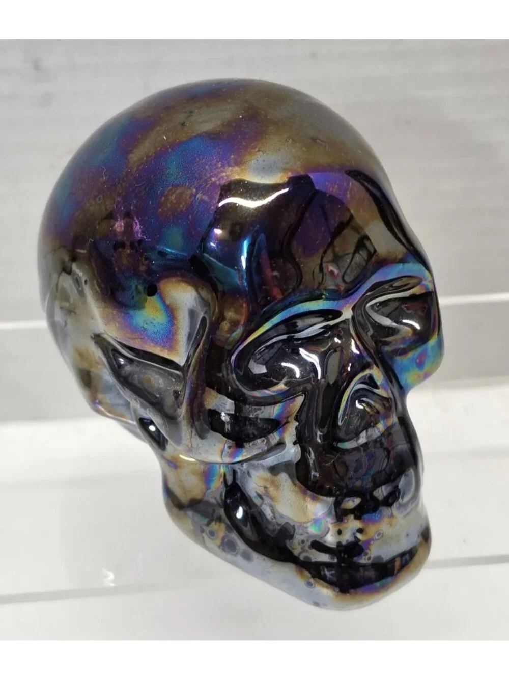 Halloween Skull Décor Lot Light Up Candle Iridescent Ceramic Gothic Mirror
